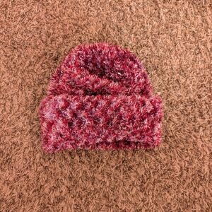 Cozy Red Pink Heathered Fluffy Knit Beanie